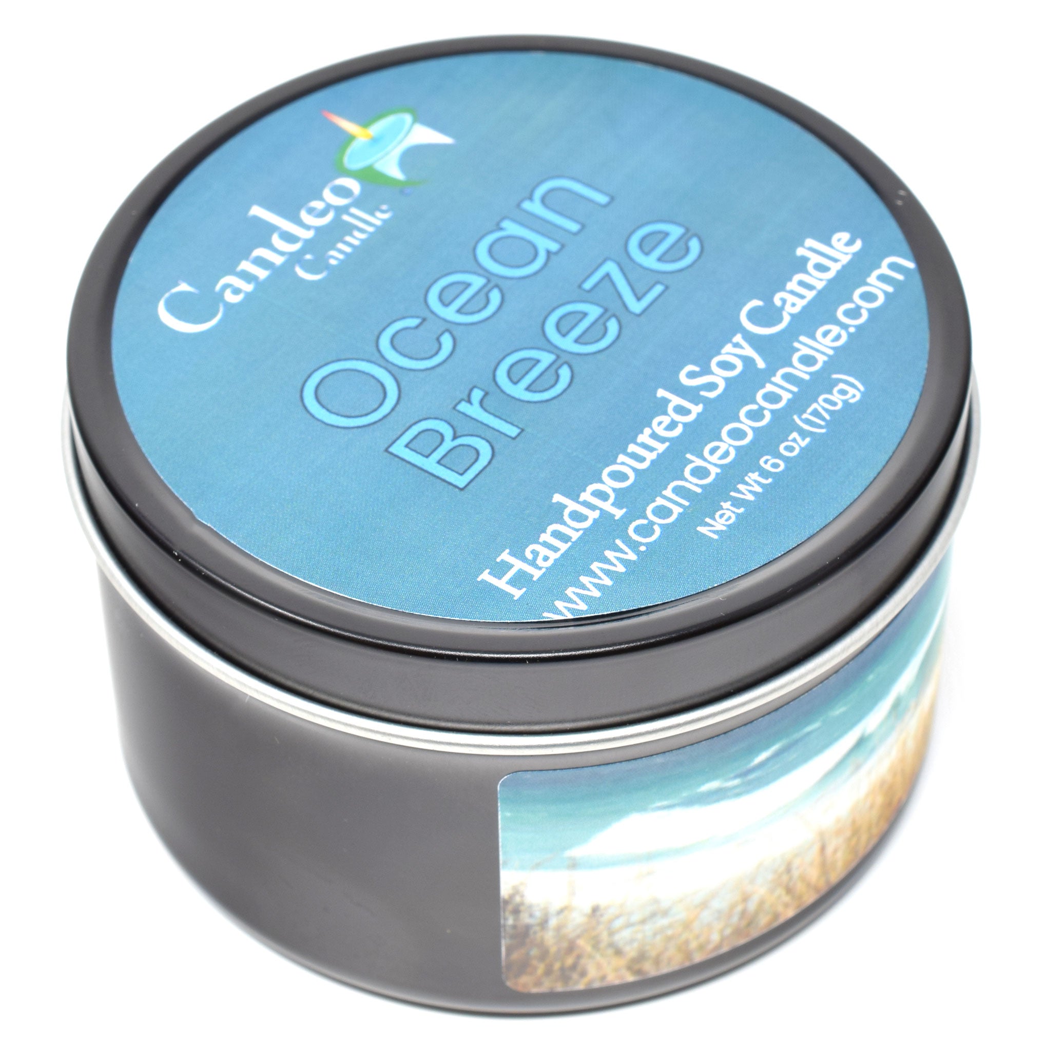 Ocean Breeze, 6oz Soy Candle Tin - Candeo Candle