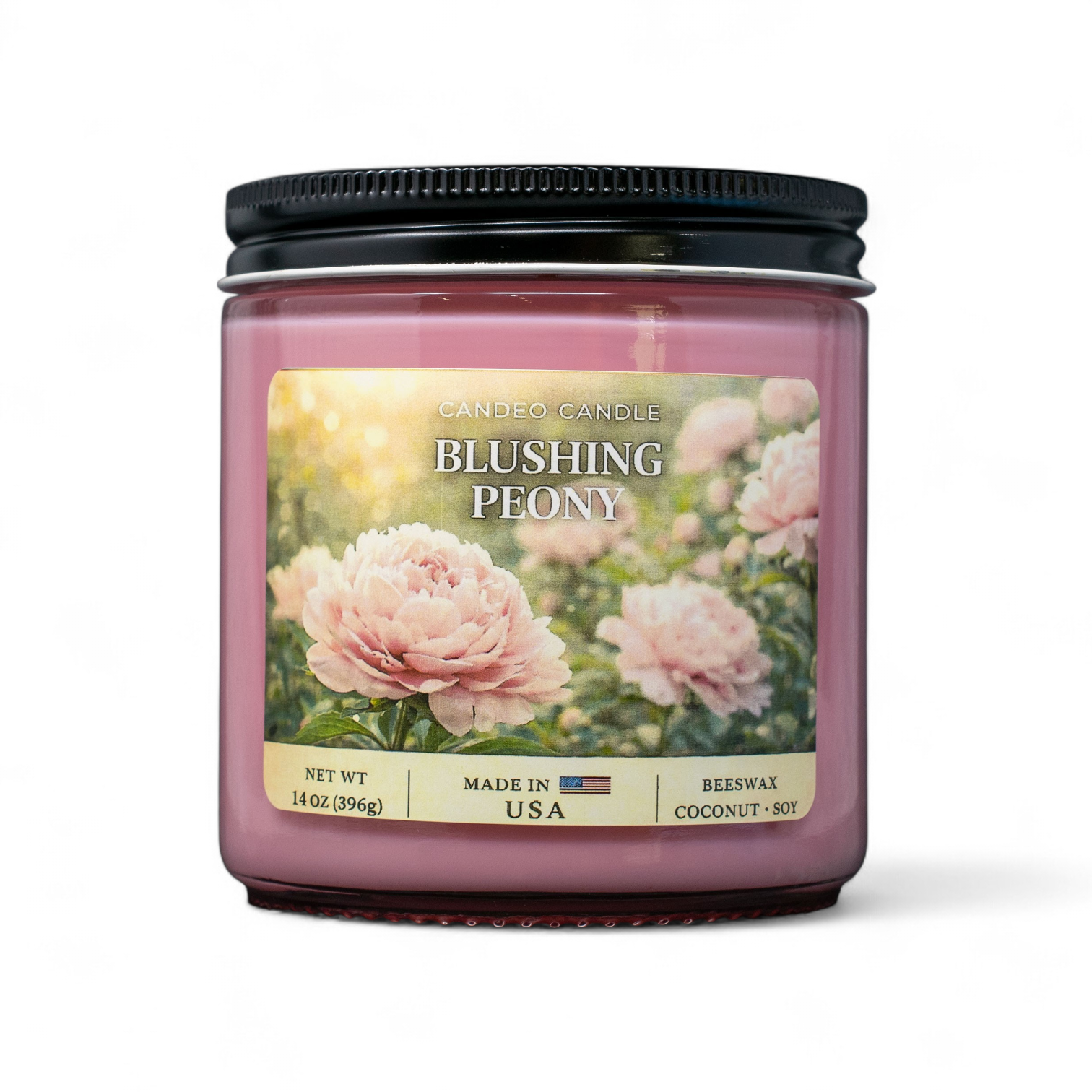 Blushing Peony, 14oz Soy Candle Jar