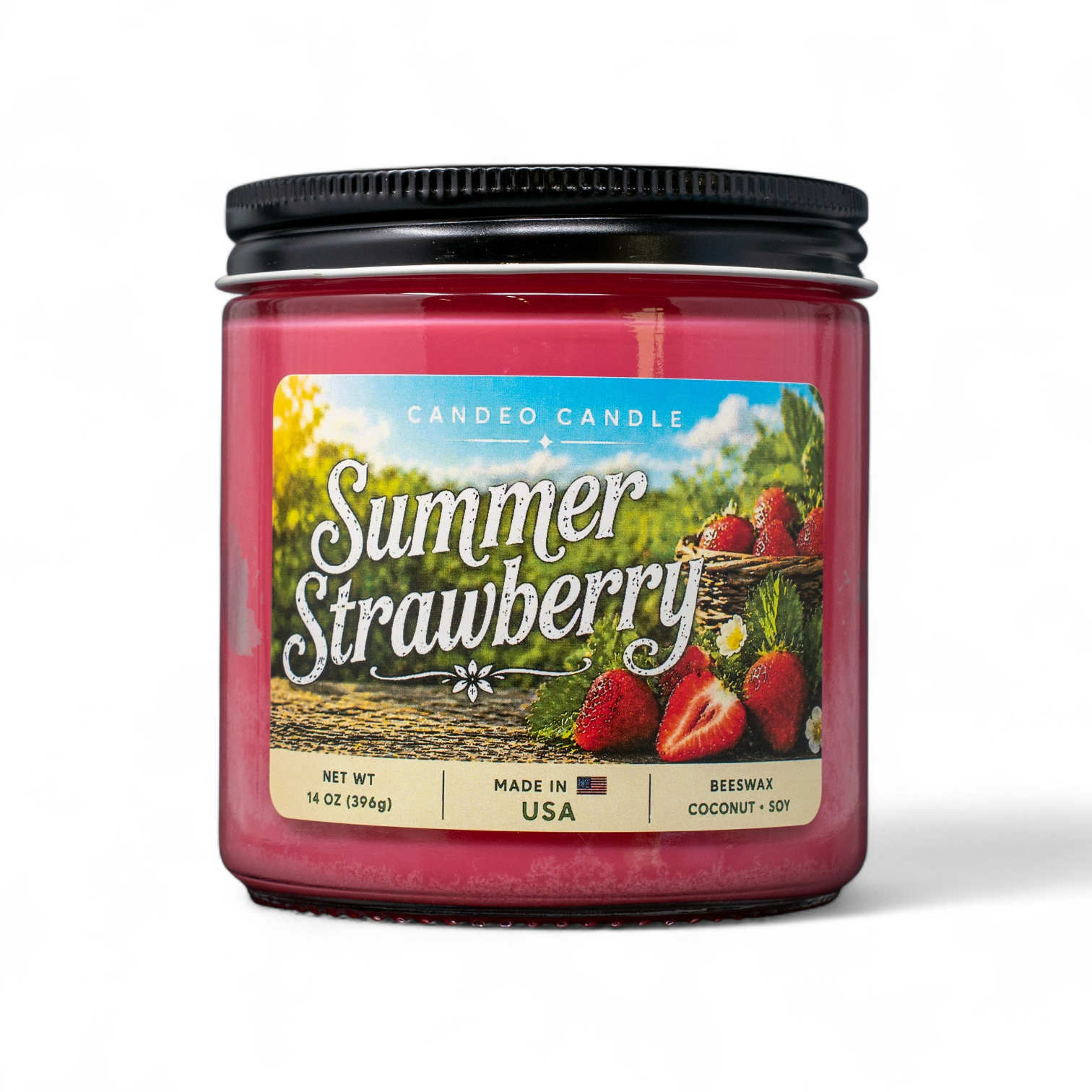 Summer Strawberry, 14oz Soy Candle Jar