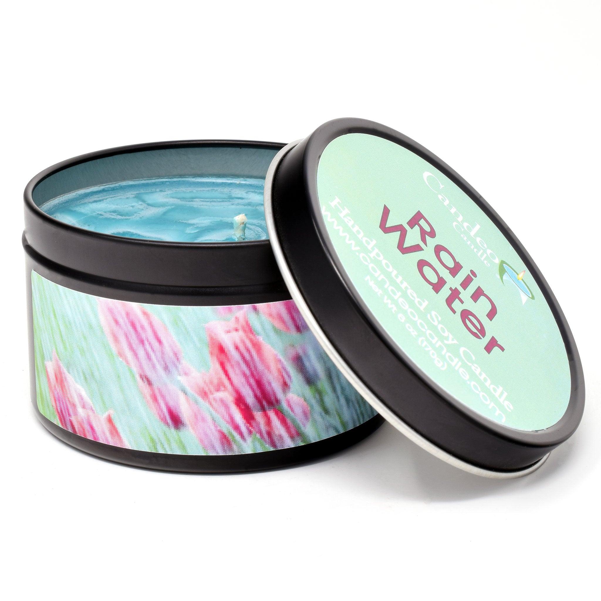 Rain Water, 6oz Soy Candle Tin - Candeo Candle
